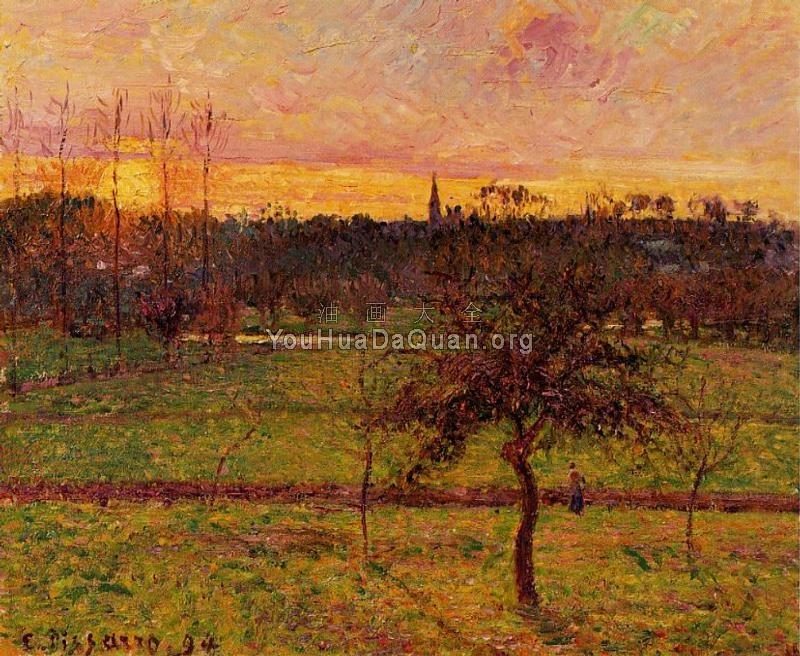 Sunset at Eragny - 卡米耶·毕沙罗